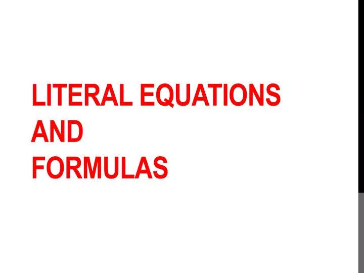 literal equations and formulas