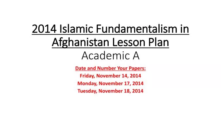 2014 islamic fundamentalism in afghanistan lesson plan academic a