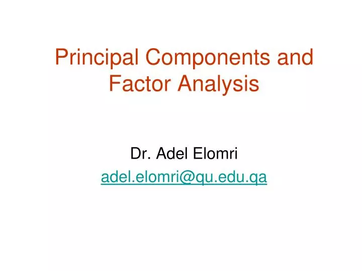 principal components and factor analysis