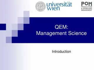 QEM: Management Science