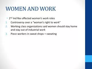 WOMEN AND WORK