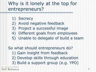 Why is it lonely at the top for entrepreneurs?