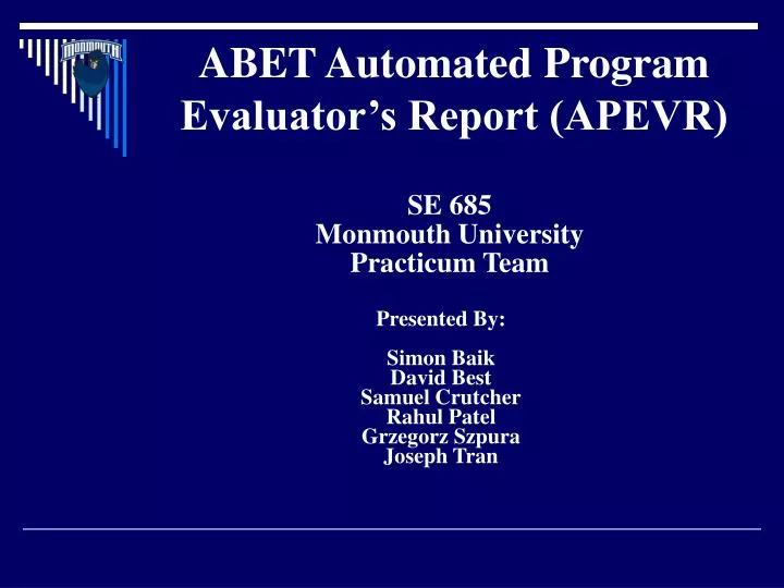 abet automated program evaluator s report apevr