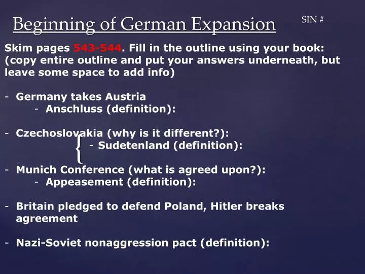 beginning of german expansion
