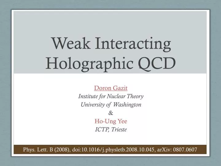 weak interacting holographic qcd