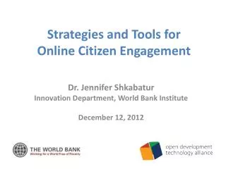 Strategies and Tools for Online Citizen Engagement