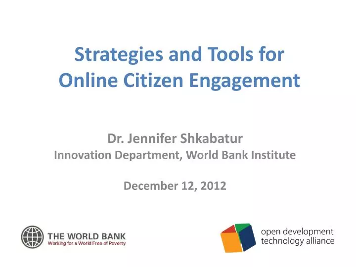 strategies and tools for online citizen engagement