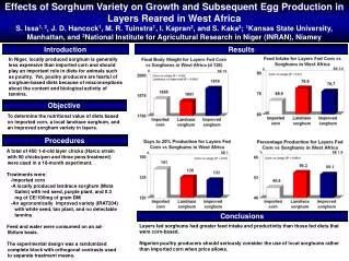 Effects of Sorghum Variety on Growth and Subsequent Egg Production in Layers Reared in West Africa