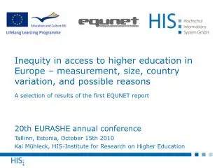 A selection of results of the first EQUNET report