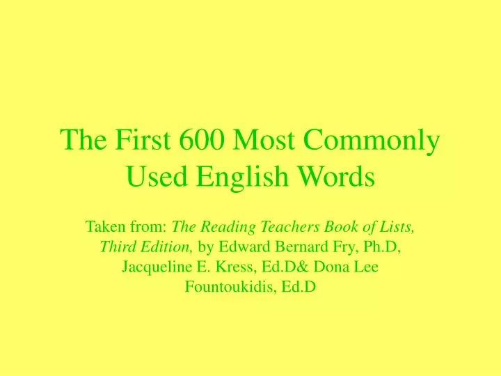 the first 600 most commonly used english words