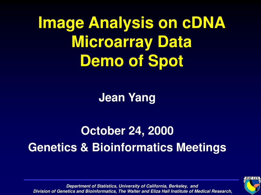 PPT - Image Analysis on cDNA Microarray Data Demo of Spot PowerPoint ...