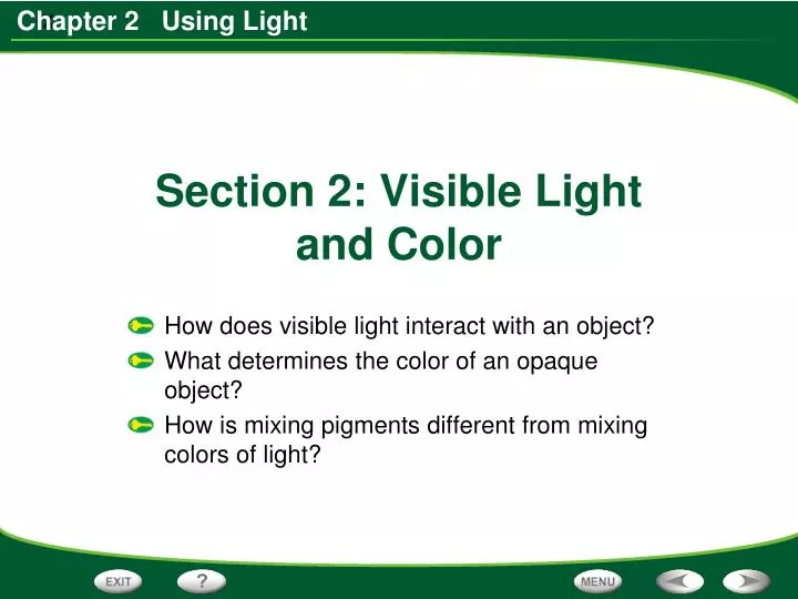 section 2 visible light and color