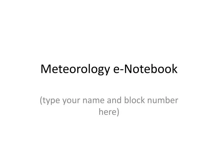 meteorology e notebook