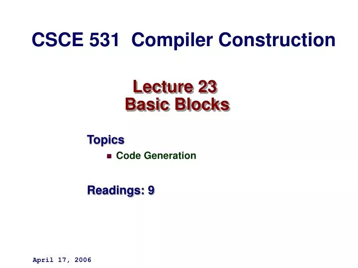 lecture 23 basic blocks