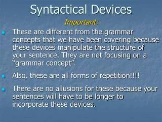 Syntactical Devices