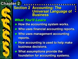 Section 2	Accounting: The Universal Language of Business