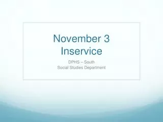 November 3 Inservice