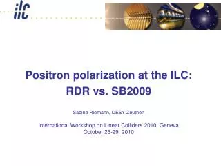 Positron polarization at the ILC: RDR vs. SB2009