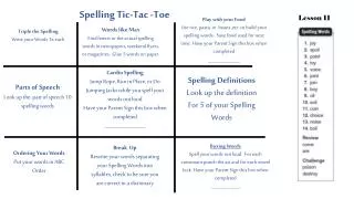 Spelling Tic-Tac -Toe