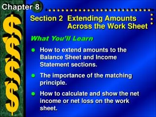 Section 2	Extending Amounts Across the Work Sheet