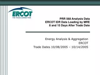 PRR 568 Analysis Data ERCOT IDR Data Loading by MRE 8 and 15 Days After Trade Date