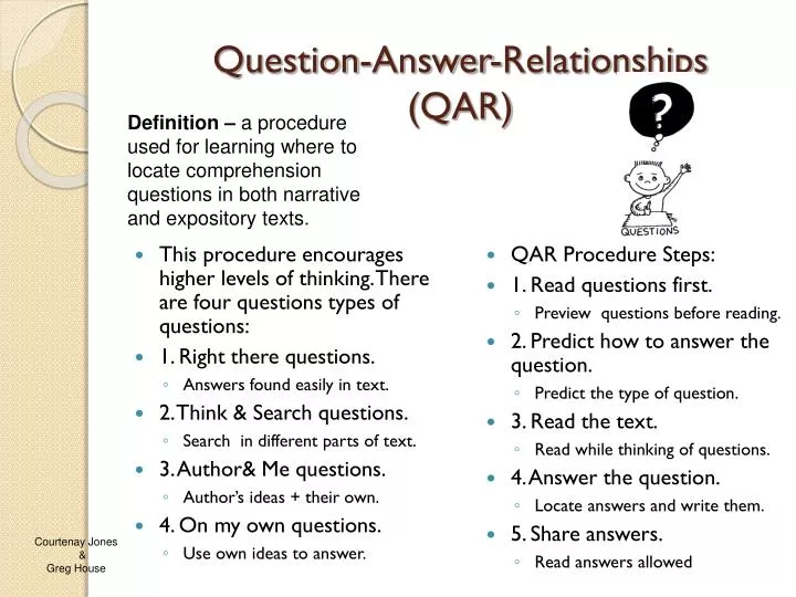 question answer relationships qar