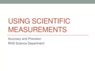 Using Scientific Measurements