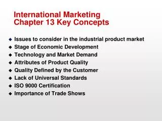 International Marketing Chapter 13 Key Concepts