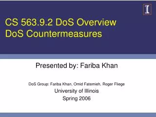 CS 563.9.2 DoS Overview DoS Countermeasures