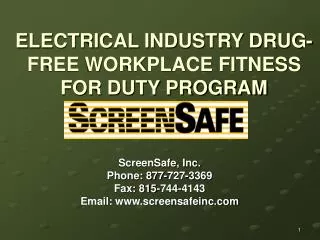 electrical industry drug free workplace fitness for duty program