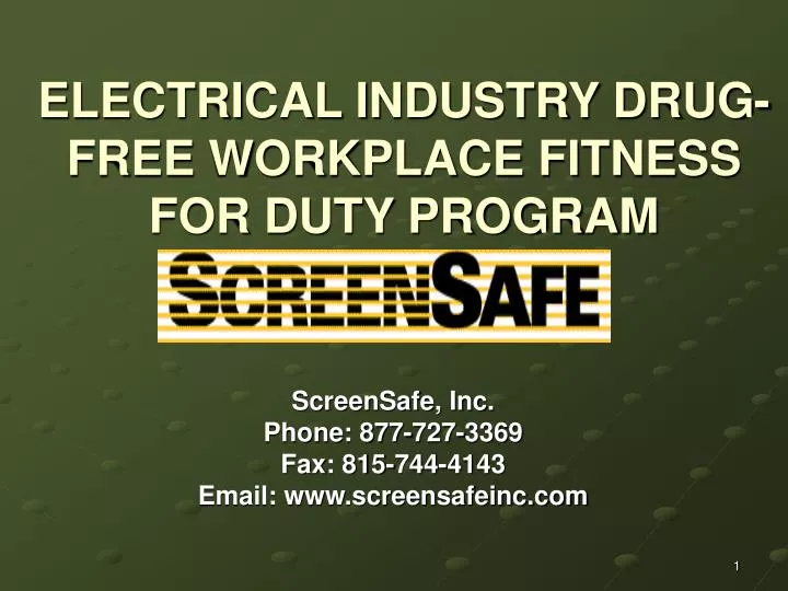 electrical industry drug free workplace fitness for duty program