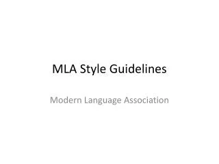mla style guidelines