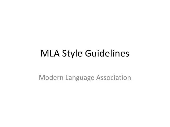 mla style guidelines