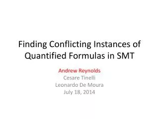Finding Conflicting Instances of Quantified Formulas in SMT