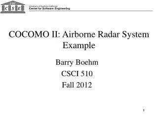 COCOMO II: Airborne Radar System Example