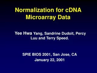 Normalization for cDNA Microarray Data