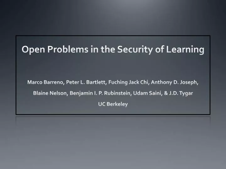 open problems in the security of learning