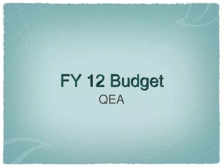 fy 12 budget