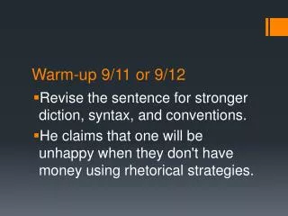Warm-up 9/11 or 9/12