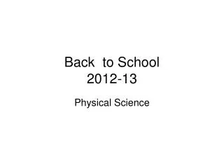 Back to School 2012-13