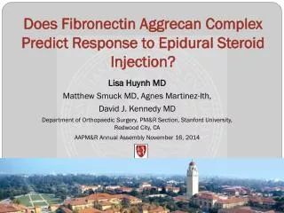 Does Fibronectin Aggrecan Complex Predict Response to Epidural Steroid Injection?