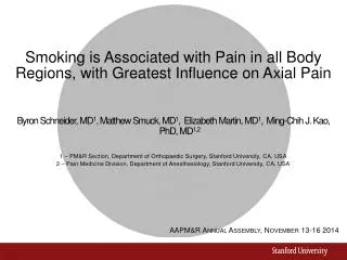 Smoking is Associated with Pain in all Body Regions, with Greatest Influence on Axial Pain