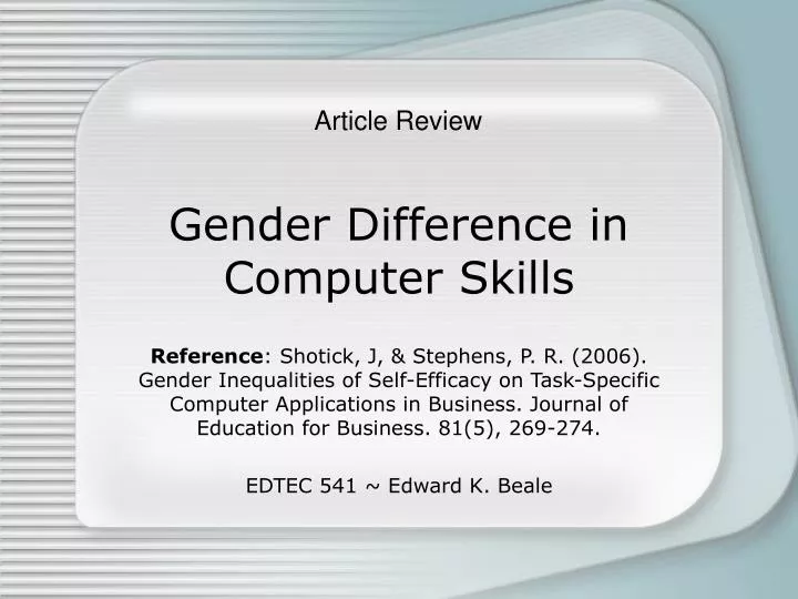 gender difference in computer skills