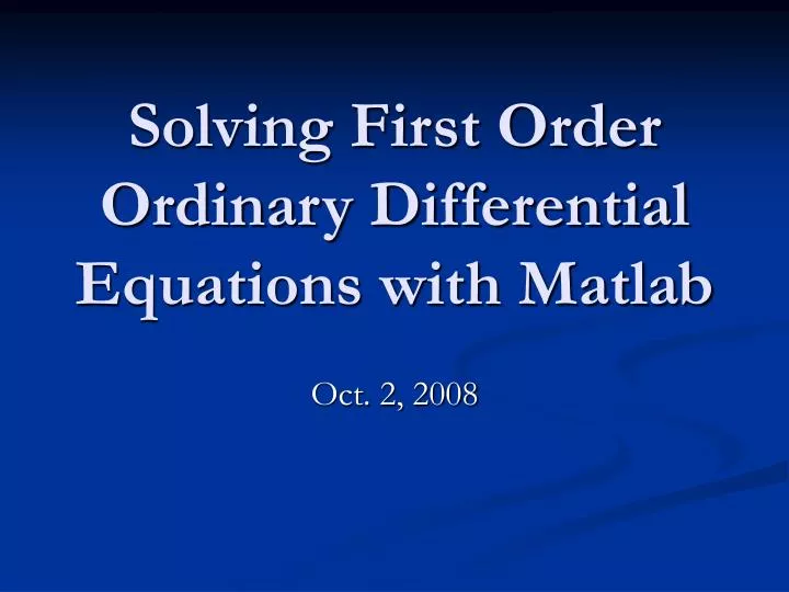 solving first order ordinary differential equations with matlab