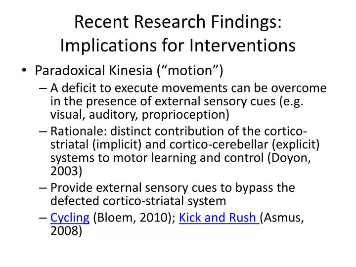 recent research findings implications for interventions