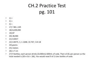 CH.2 Practice Test pg. 101