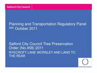 Planning and Transportation Regulatory Panel 20th October 2011