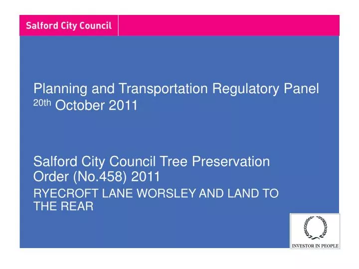 planning and transportation regulatory panel 20th october 2011