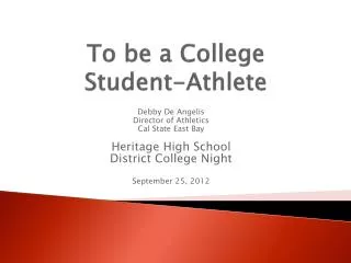 To be a College Student-Athlete