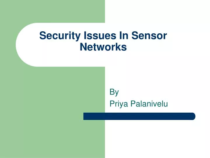 security issues in sensor networks
